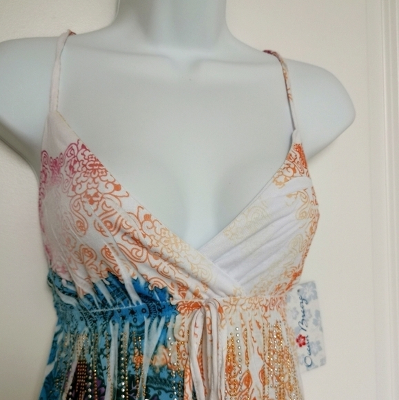 NWT Exist USA Sundress Beach Dress White Blue Coverup - Picture 4 of 11